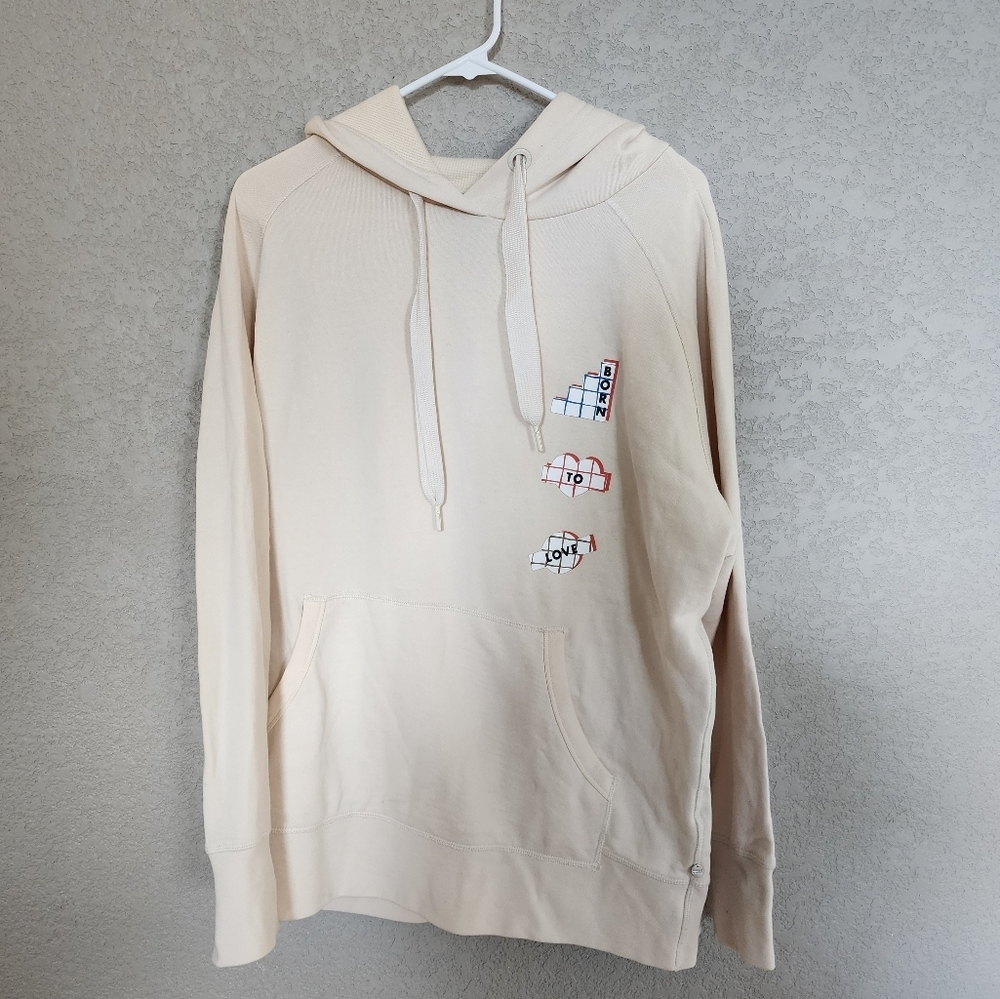Scotch & Soda Born To Love Cream Hoodie with Graphic Design Size Large